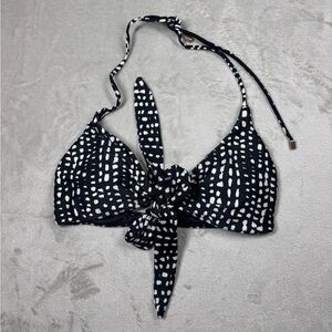 Vix Paula Hermanny Black White Abstract Polka Dot Tie Front Bikini Top S/M